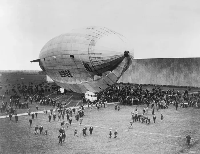 Framed Print : Crowd Helps Pull Norge Dirigible to Earth Framed Print : Crowd Helps Pull Norge Dirigible to Earth