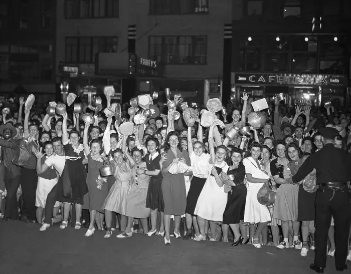 Framed Print : Crowd Holding Up Aluminum Utensils Framed Print : Crowd Holding Up Aluminum Utensils