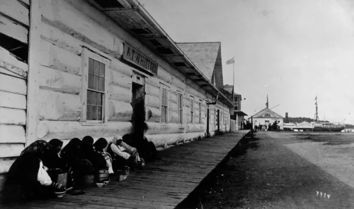 Framed Print : Crowd Huddled Next To Building In Sitka, Alaska Framed Print : Crowd Huddled Next To Building In Sitka, Alaska