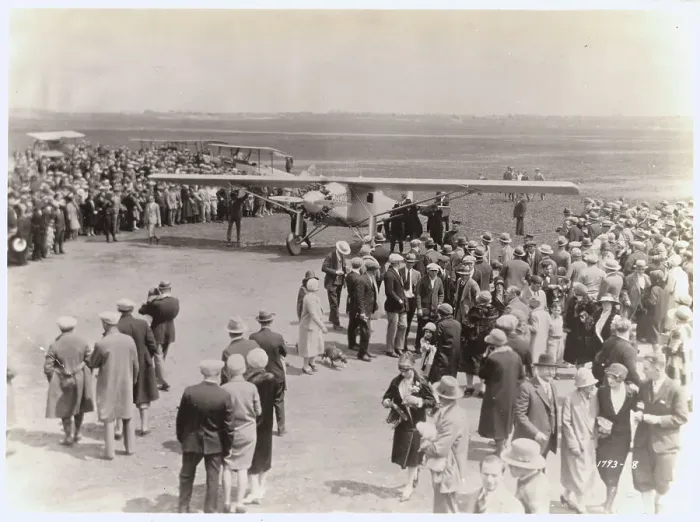 Framed Print : Crowd Around Lindbergh's Plane Framed Print : Crowd Around Lindbergh's Plane