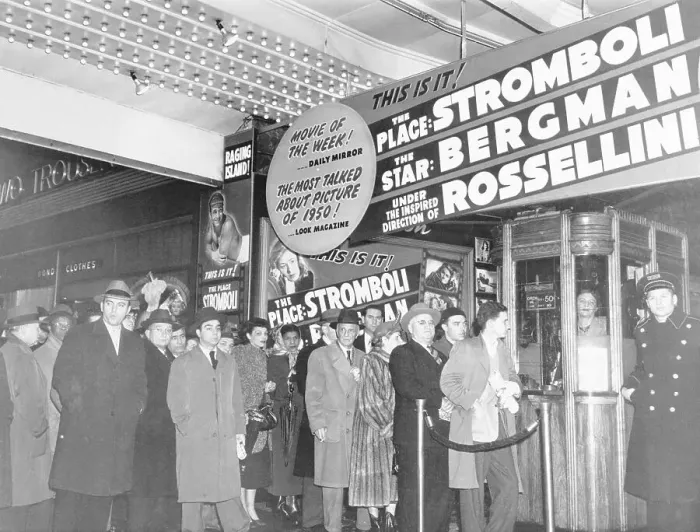 Framed Print : Crowd of Movie Goers at Stromboli Premiere Framed Print : Crowd of Movie Goers at Stromboli Premiere