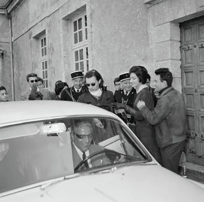 Framed Print : Crowd near Aristotle Onassis Driving Automobile Framed Print : Crowd near Aristotle Onassis Driving Automobile