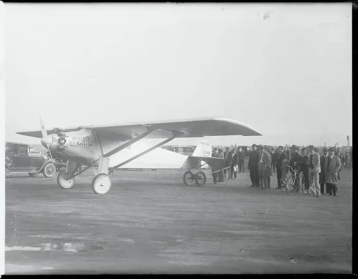 Framed Print : Crowd Near Charles Lindbergh Airplane Before Transatlantic Flight Framed Print : Crowd Near Charles Lindbergh Airplane Before Transatlantic Flight