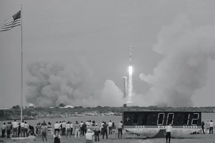 Framed Print : Crowd Observing Apollo 13 Framed Print : Crowd Observing Apollo 13