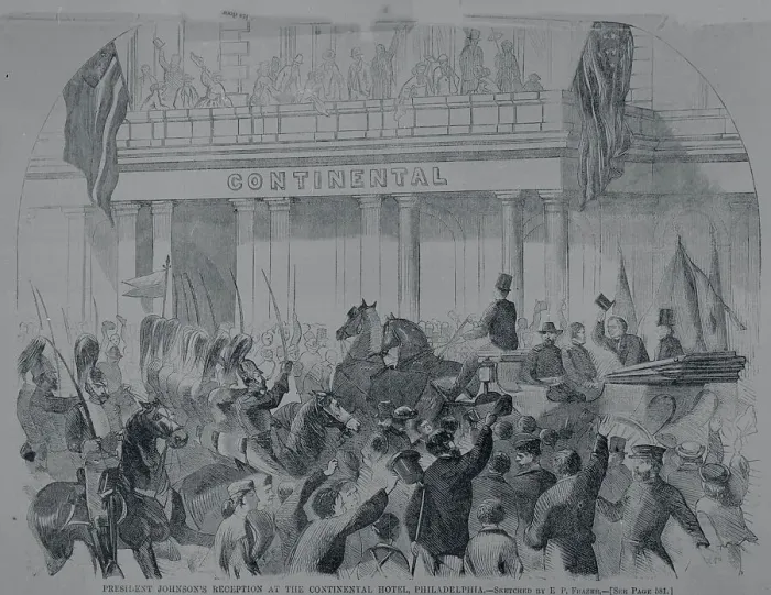 Framed Print : Crowd Outside Continental Hotel Framed Print : Crowd Outside Continental Hotel
