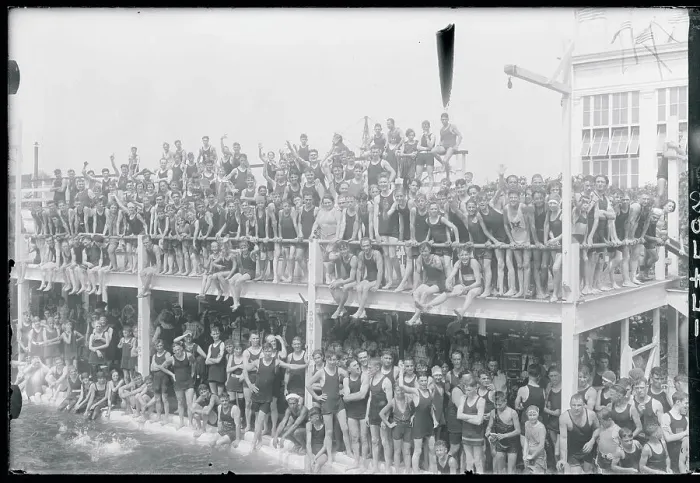 Framed Print : Crowd of People in Bathing Suits Framed Print : Crowd of People in Bathing Suits