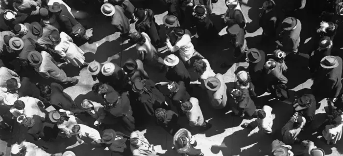 Framed Print : Crowd of people, (B&W), overhead view Framed Print : Crowd of people, (B&W), overhead view