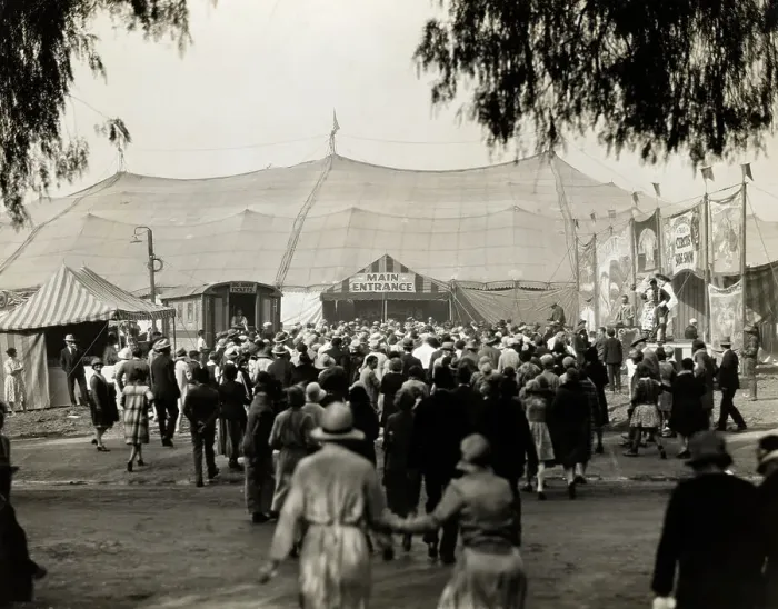 Framed Print : Crowd of People at Entrance to Circus Framed Print : Crowd of People at Entrance to Circus