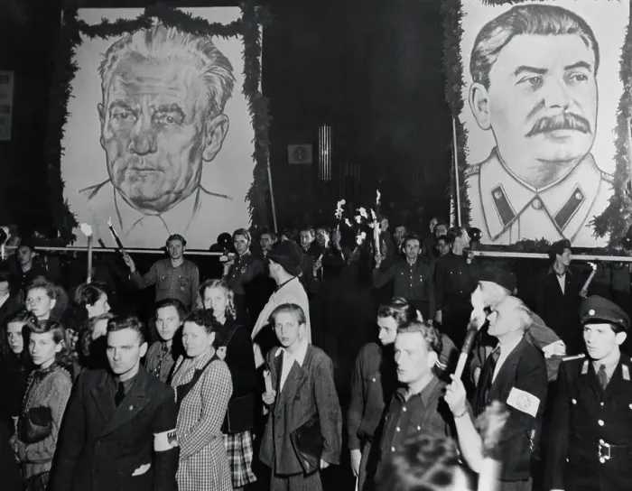 Framed Print : Crowd with Posters of Stalin Framed Print : Crowd with Posters of Stalin