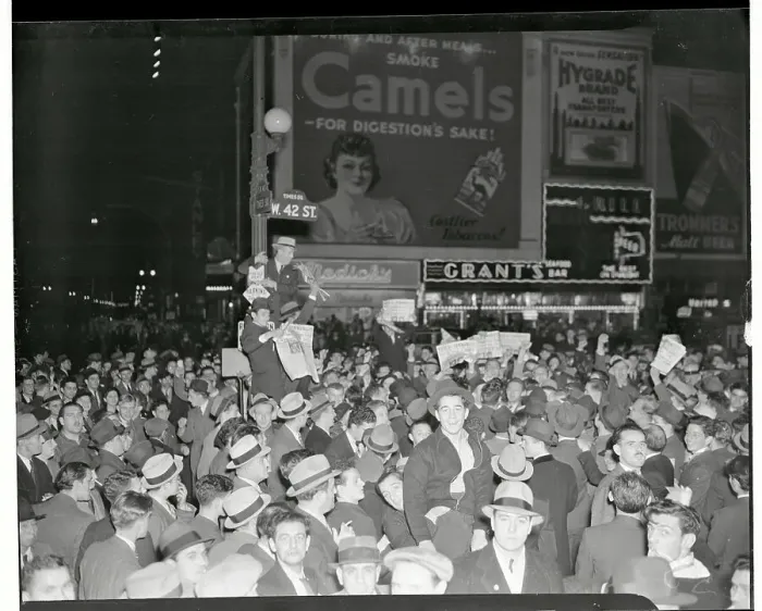 Framed Print : Crowd and Revelers on Pole Prior to Election Framed Print : Crowd and Revelers on Pole Prior to Election