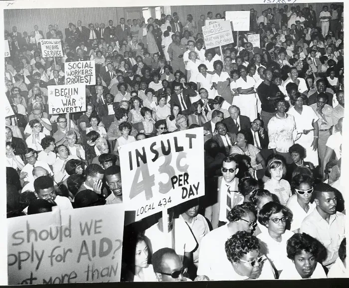 Framed Print : Crowd of Striking County Workers with Signs Framed Print : Crowd of Striking County Workers with Signs