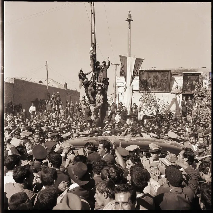 Framed Print : Crowd Surrounding Car of Shah Framed Print : Crowd Surrounding Car of Shah