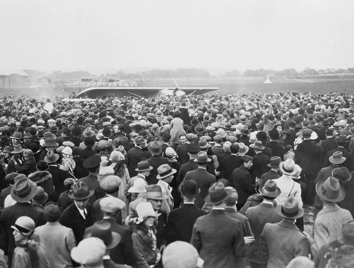 Framed Print : Crowd Surrounding Lindbergh Plane Framed Print : Crowd Surrounding Lindbergh Plane