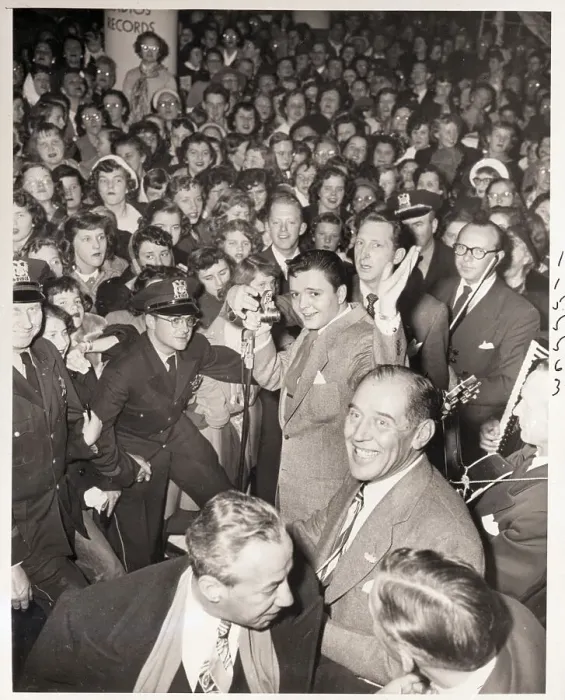 Framed Print : Crowd of Teens around Bill Lawrence Framed Print : Crowd of Teens around Bill Lawrence