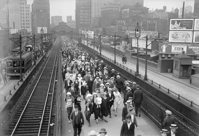Framed Print : Crowd Traveling by Foot over Bridge Framed Print : Crowd Traveling by Foot over Bridge