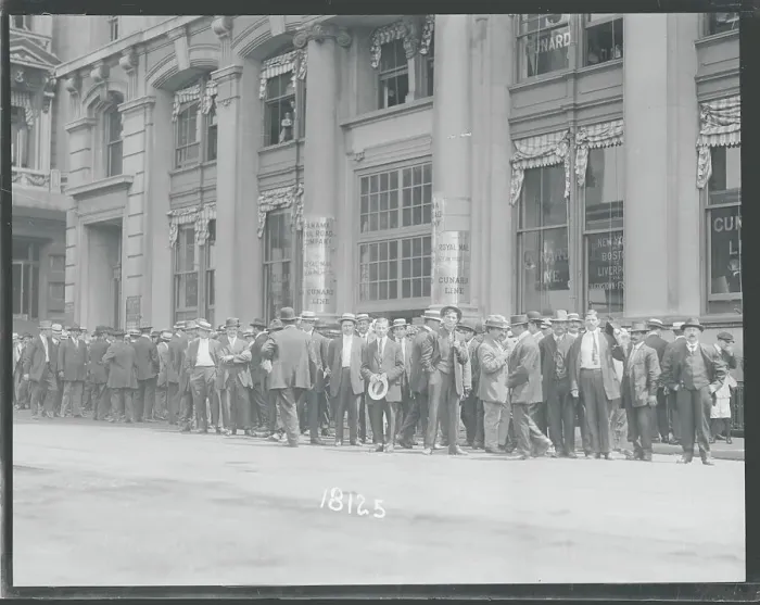 Framed Print : Crowd Waiting to Enlist in Army Framed Print : Crowd Waiting to Enlist in Army