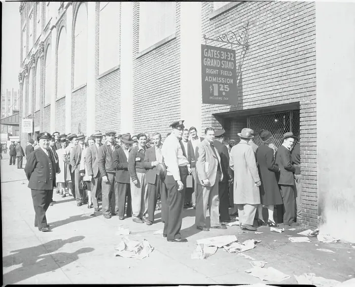 Framed Print : Crowd Waiting Outdoors to Buy Baseball Tickets Framed Print : Crowd Waiting Outdoors to Buy Baseball Tickets