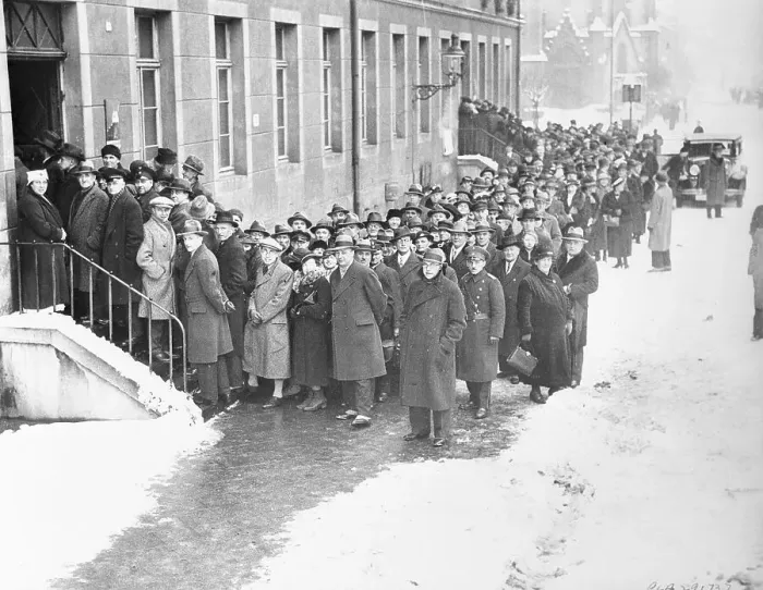 Framed Print : Crowd Waiting to Vote in Saar Plebiscite Framed Print : Crowd Waiting to Vote in Saar Plebiscite