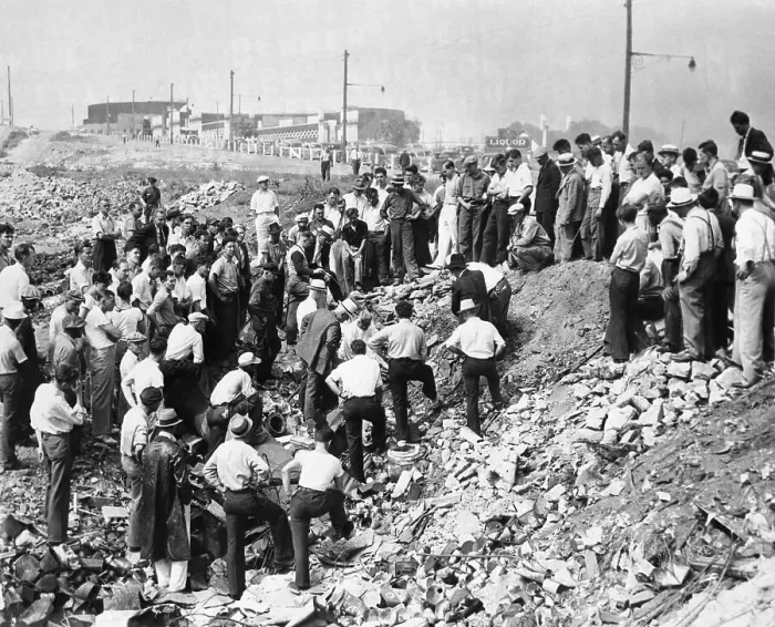 Framed Print : Crowd Watches Digging for Bones of Torso Victims Framed Print : Crowd Watches Digging for Bones of Torso Victims