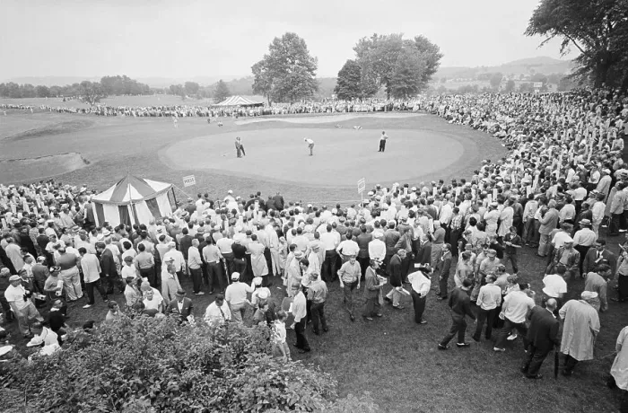 Framed Print : Crowd Watching Arnold Palmer Putting Framed Print : Crowd Watching Arnold Palmer Putting