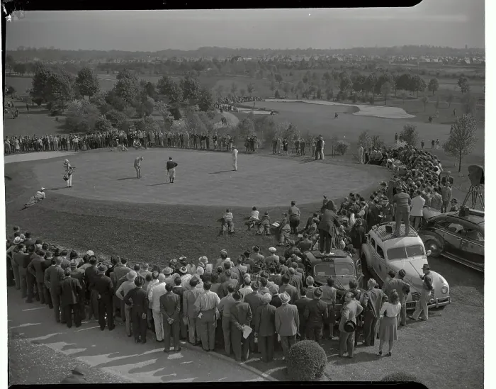 Framed Print : Crowd Watching Ben Hogan on Final Hole