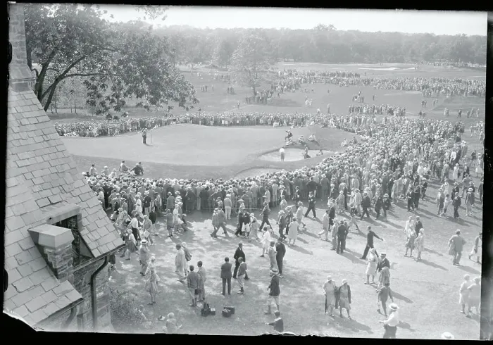Framed Print : Crowd Watching Bobby Jones During Golf Tournament Framed Print : Crowd Watching Bobby Jones During Golf Tournament