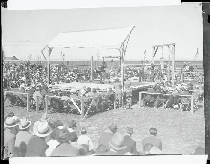 Framed Print : Crowd Watching Boxing Match