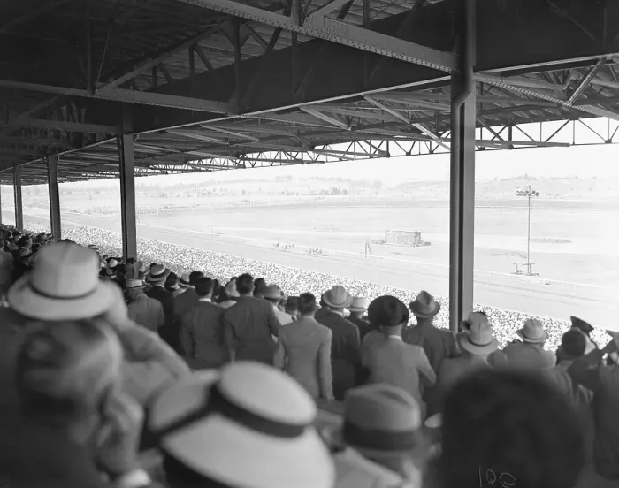 Framed Print : Crowd Watching Horse Race Framed Print : Crowd Watching Horse Race