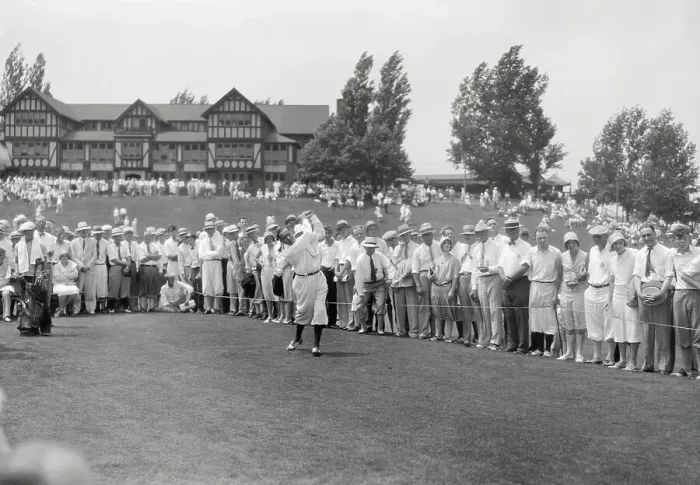 Framed Print : Crowd Watching Walter Hagen Driving Ball Framed Print : Crowd Watching Walter Hagen Driving Ball