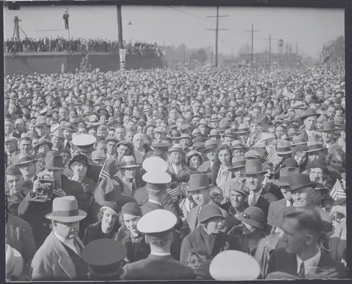 Framed Print : Crowd Welcoming Herbert Hoover Framed Print : Crowd Welcoming Herbert Hoover