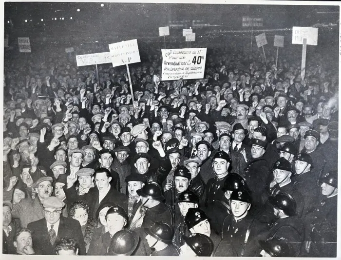 Framed Print : Crowd of Workers Demonstrate with Signs Framed Print : Crowd of Workers Demonstrate with Signs
