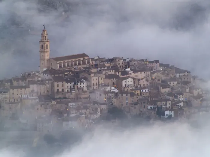 Framed Print : Crowded Houses Surrounded By Fog Framed Print : Crowded Houses Surrounded By Fog