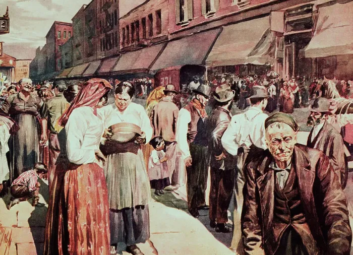Framed Print : Crowded Street in Market Place Framed Print : Crowded Street in Market Place
