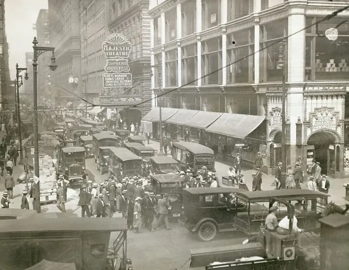 Framed Print : Crowded Streets of Early Chicago