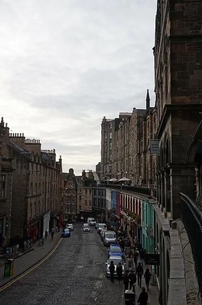 Crowded Victoria Street, Edinburgh, United Kingdom