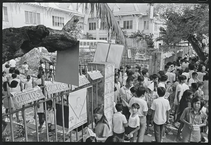 Framed Print : Crowded Voting Area at Manila School