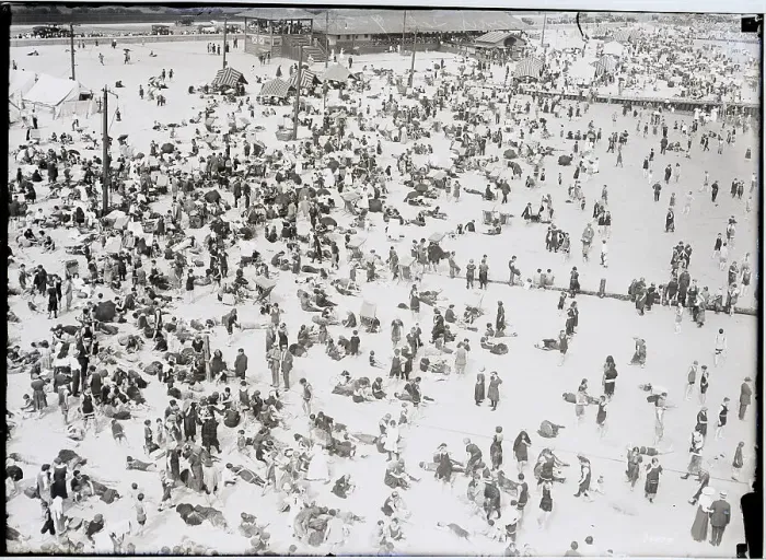 Framed Print : Crowds At Coney Island; Aerial View Framed Print : Crowds At Coney Island; Aerial View