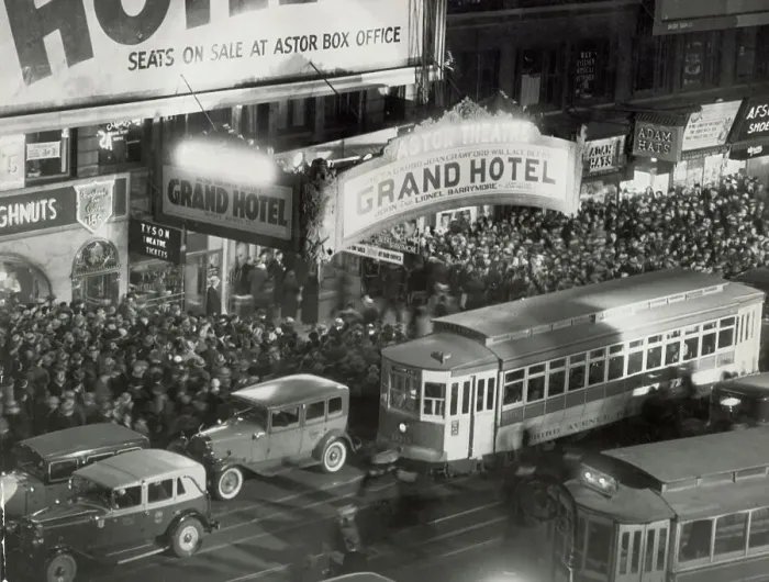 Framed Print : Crowds Gathering at Astor Theater