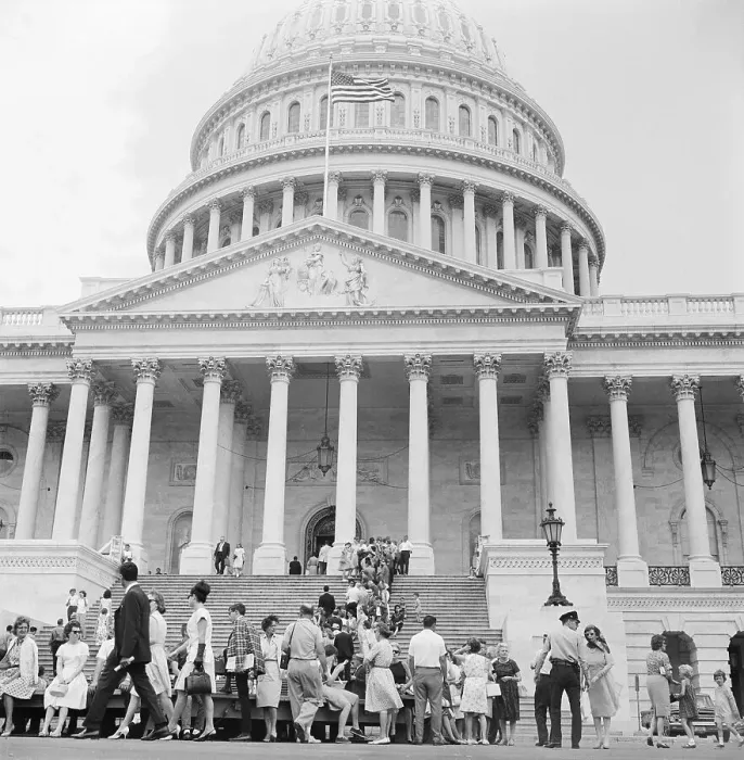 Framed Print : Crowds Gathering at Capitol Building