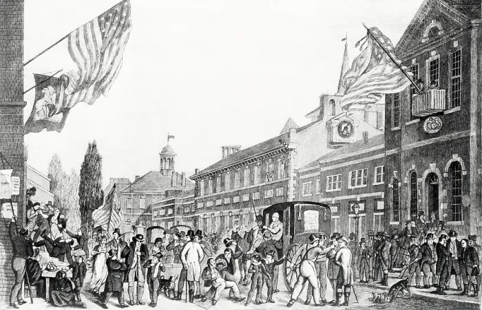 Framed Print : Crowds Gathering During Election Framed Print : Crowds Gathering During Election