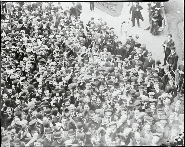 Framed Print : Crowds Gathering at Meeting Framed Print : Crowds Gathering at Meeting