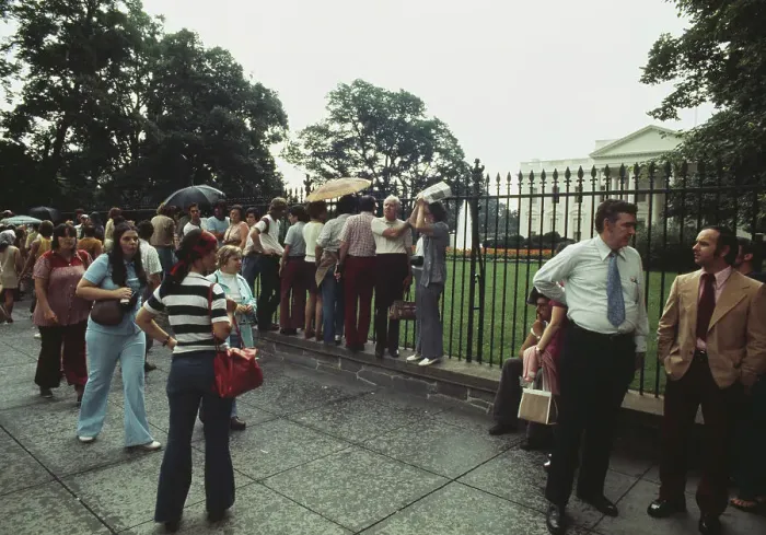 Framed Print : Crowds Outside White House Framed Print : Crowds Outside White House