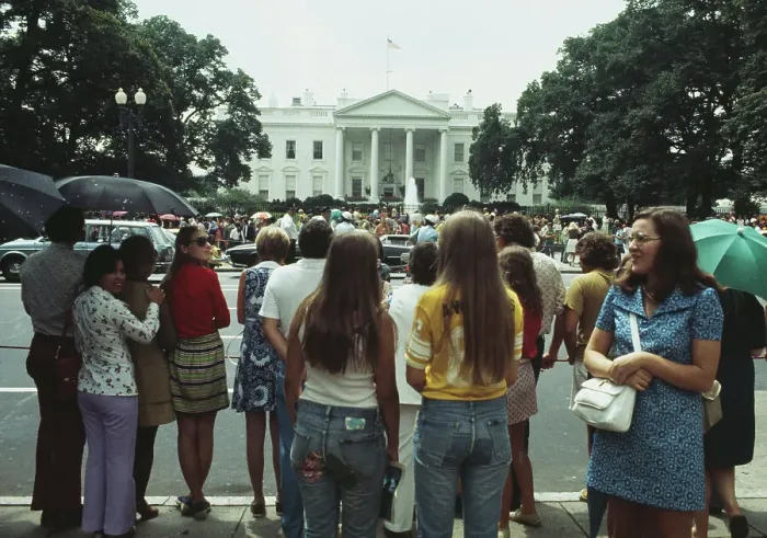 Framed Print : Crowds Outside White House