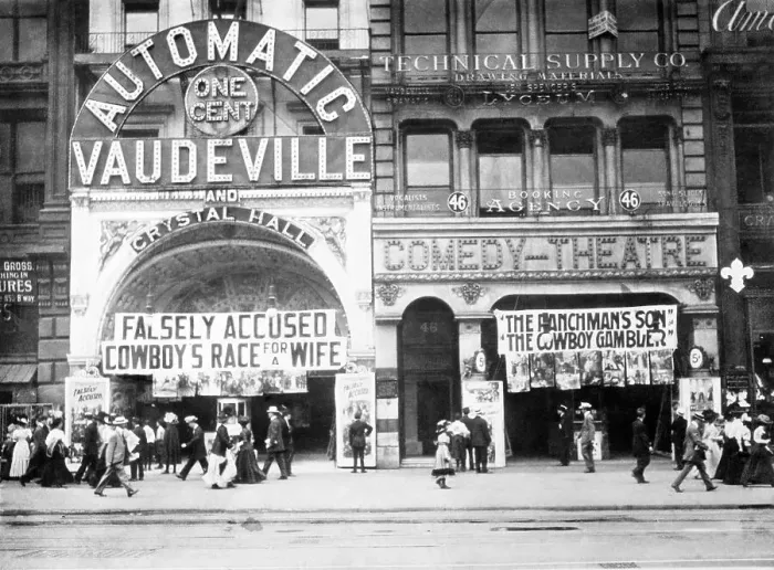 Framed Print : Crowds Strolling Outside Vaudeville Theaters Framed Print : Crowds Strolling Outside Vaudeville Theaters