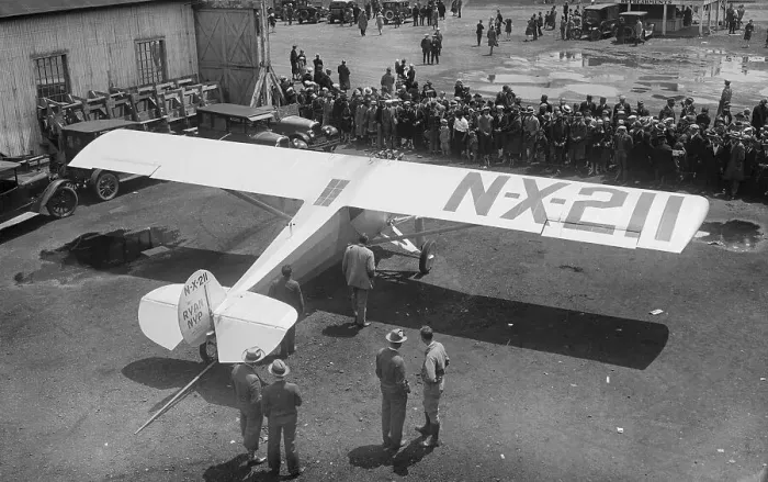 Framed Print : Crowds Surrounding Charles Lindbergh Airplane on the Ground