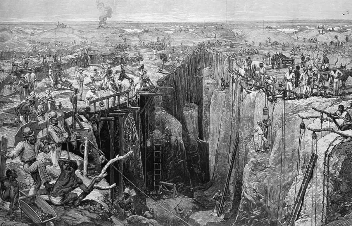 Framed Print : Crowds Surrounding Diamond Mine Framed Print : Crowds Surrounding Diamond Mine
