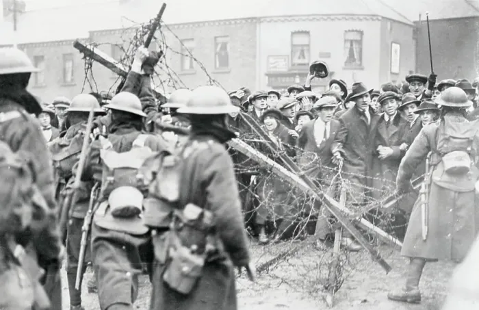 Framed Print : Crowds Trying to Force Barricade Framed Print : Crowds Trying to Force Barricade