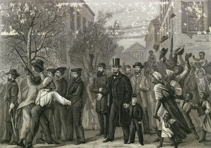 Framed Print : Crowds Welcoming Abraham Lincoln Framed Print : Crowds Welcoming Abraham Lincoln