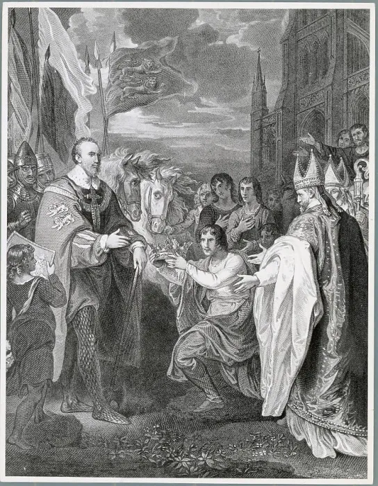 Framed Print : Crowning Ceremony for Duke of Richmond at Bosworth Field Framed Print : Crowning Ceremony for Duke of Richmond at Bosworth Field
