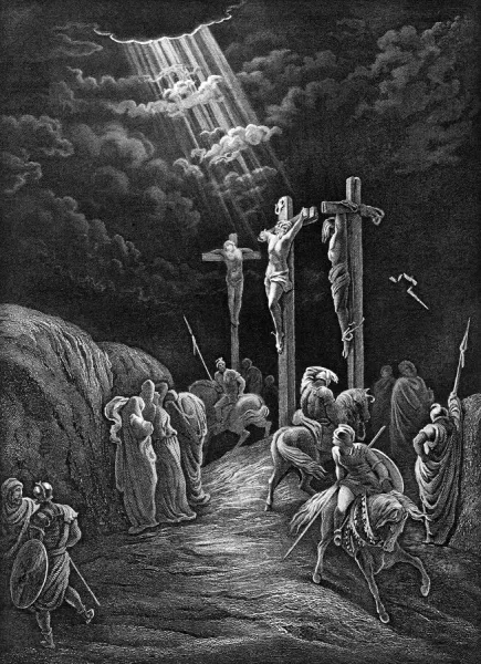 1873 Gustave Dore Engraving Print - The Crucifixion Of Jesus. Art